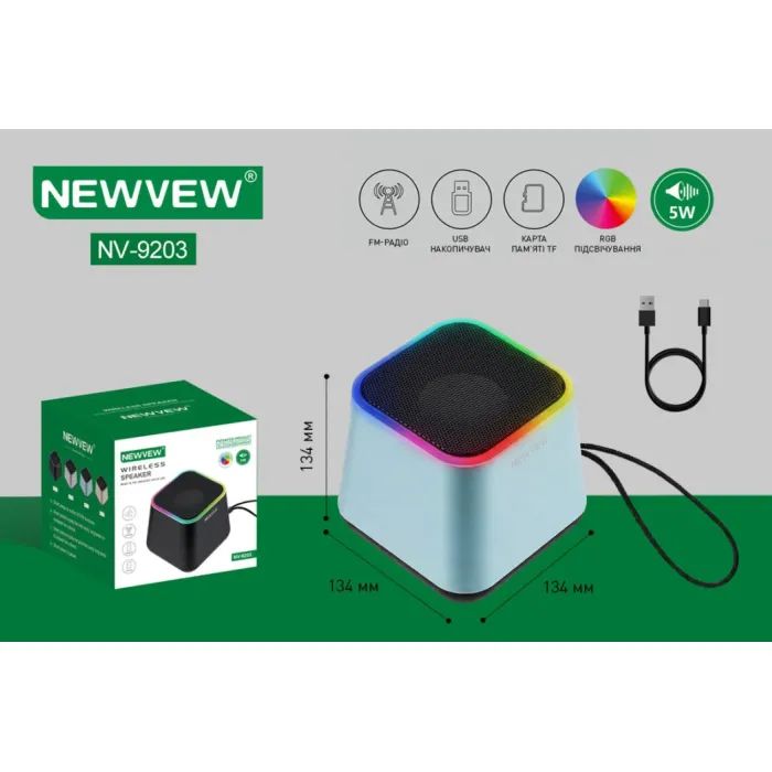 Акустическая система NEWVEW NV-9203 RGB/BT/USB/TF/FM Black (NWVW-NV-9203-BK) изображение 2