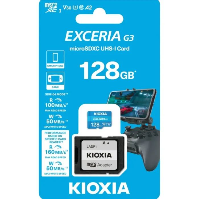 Карта памяти Kioxia 128GB microSDXC class 10 UHS-I U3 V30 A2 Exceria G3 (LMEX3L128GG2) изображение 2