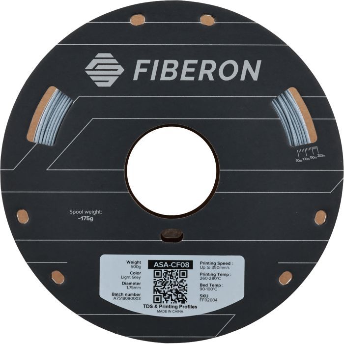 Пластик для 3D-принтера Polymaker ASA-CF08 Fiberon 1,75mm 0,5kg Light Grey (FF02004) изображение 2