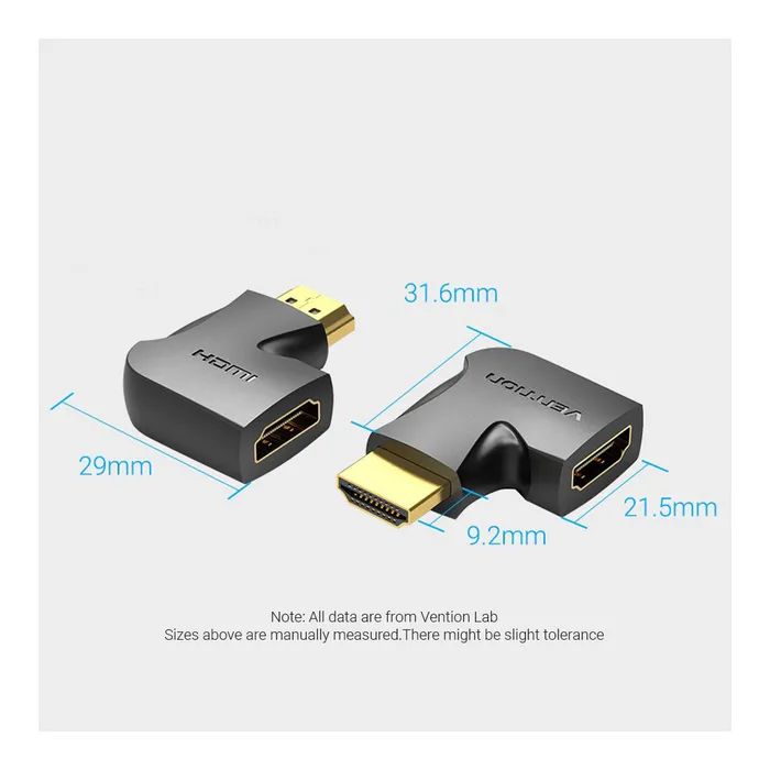 Переходник HDMI M to HDMI F 4K60Hz 90° corner black Vention (AIPB0) изображение 4