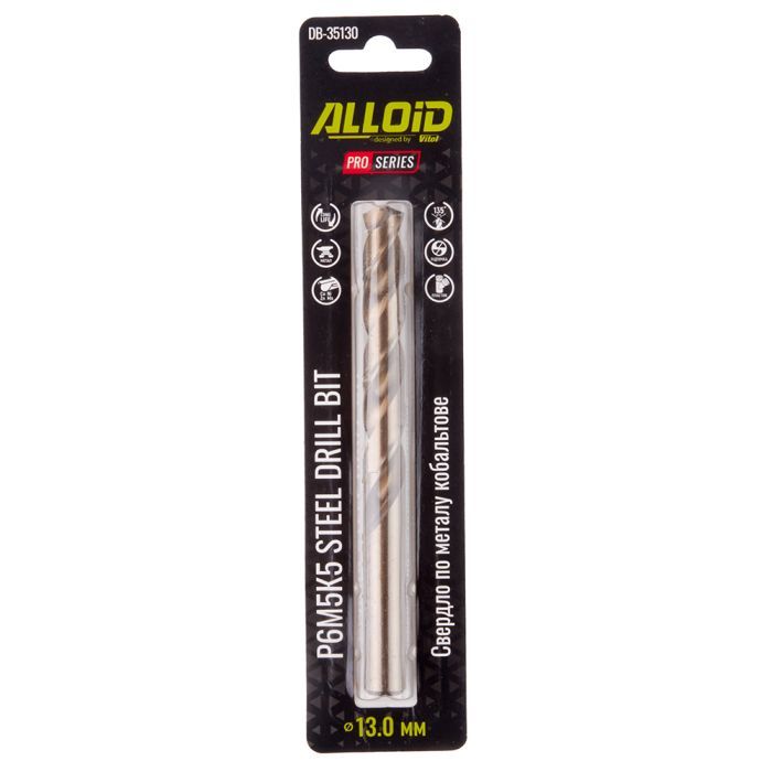 Сверло Alloid Pro, по металлу, кобальтовое, 10.0мм, Р6М5К5 (DB-35100) изображение 2
