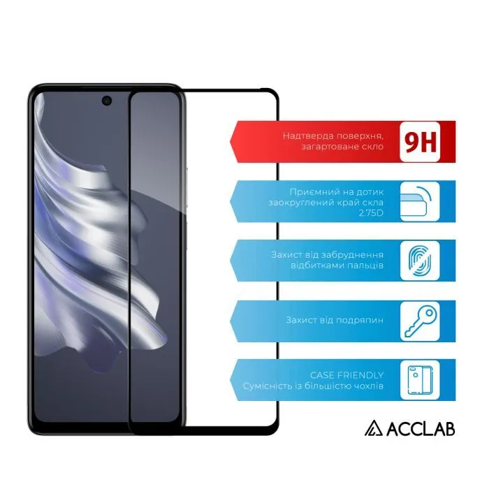 Скло захисне ACCLAB Full Glue Tecno Spark 20 Pro Black (1283126592386) зображення 3