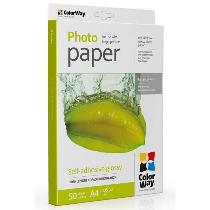 Фотобумага ColorWay A4 135г SuperGlossy, 50c. (PGS1358050A4) изображение 2