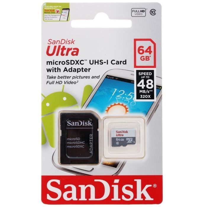 Карта памяти SanDisk 64GB microSDXC class 10 UHS-I Ultra (SDSQUNB-064G-GN3MA) изображение 3