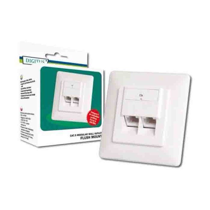 Компьютерная розетка Digitus 2xRJ45 UTP, для скрытой проводки (DN-9001-N)