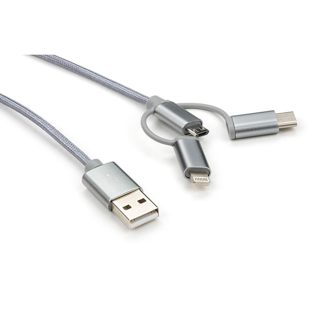 Дата кабель USB 2.0 AM to Type-C&Micro 5P&Lightning 1.0m Vinga (Charge3in1)