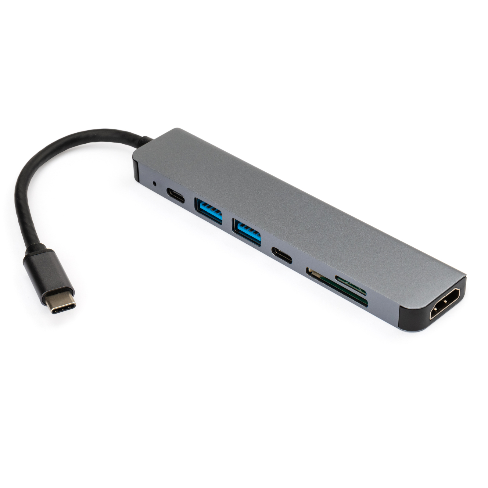 Концентратор Vinga Type-C to 4K HDMI+2*USB3.0+SD+TF+PD+USB-C 3.1 Gen1 aluminium (VCPHTC7AL) изображение 2