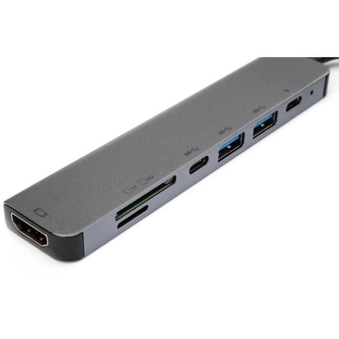 Концентратор Vinga Type-C to 4K HDMI+2*USB3.0+SD+TF+PD+USB-C 3.1 Gen1 aluminium (VCPHTC7AL) зображення 3