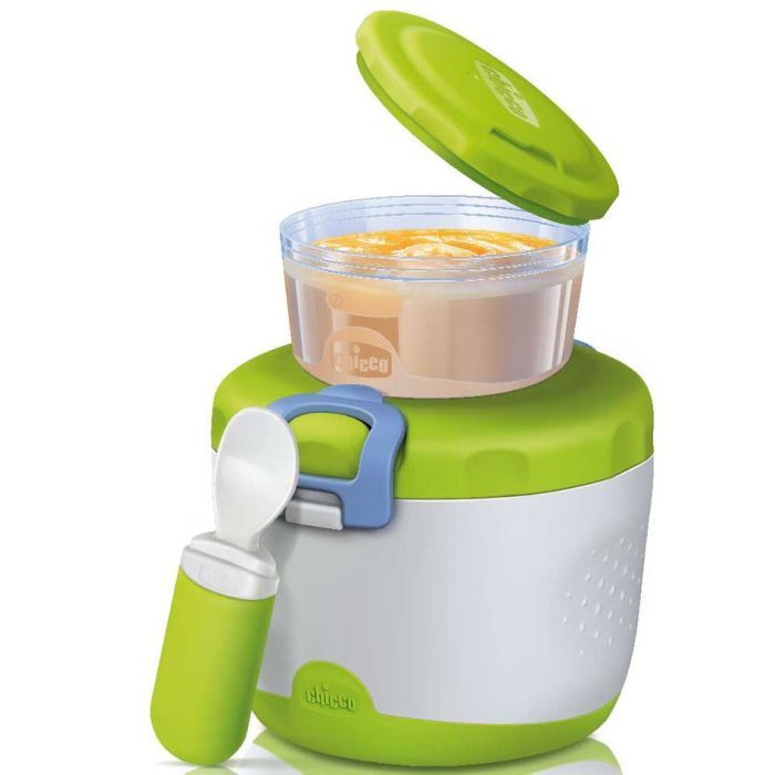 Набор детской посуды Chicco Easy Meal с ложкой Зеленый с белым (07659.00)