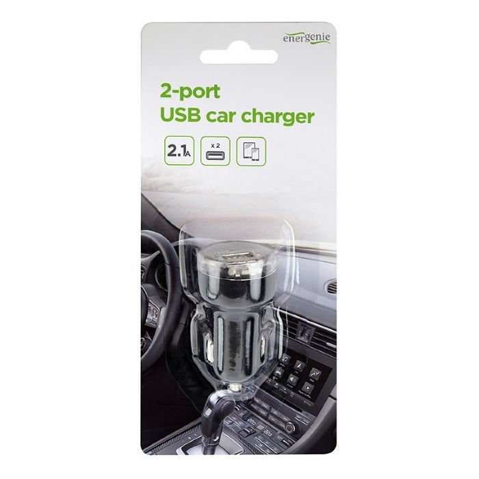 Зарядное устройство EnerGenie USB 2.1A black (EG-U2C2A-CAR-02) изображение 3