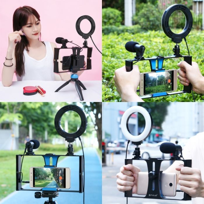 Набор блогера Puluz 4in1 (ring light, mount, phone holder, microphone) (PKT3025L) изображение 8