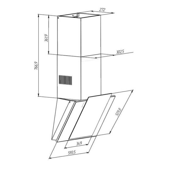 Вытяжка кухонная Pyramida NR-MV 60 E (1000) BL IX изображение 6
