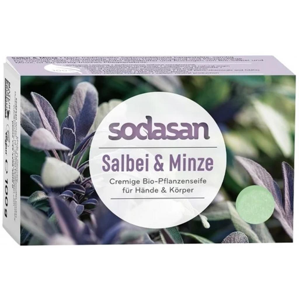Твердое мыло Sodasan органическое антисептическое Шалфей-Мята 100 г (4019886190169)