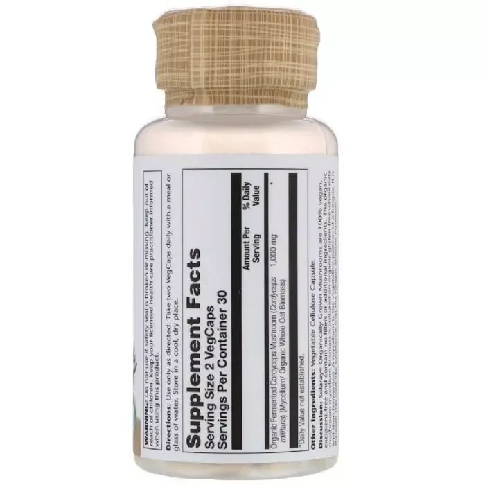 Травы Solaray Organically Grown Fermented Cordyceps, 500 mg, 60 VegCaps (SOR77193) изображение 2