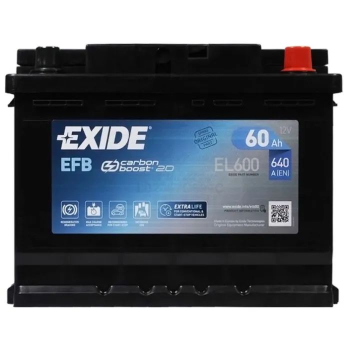 Аккумулятор автомобильный EXIDE START-STOP EFB 60A (EL600)