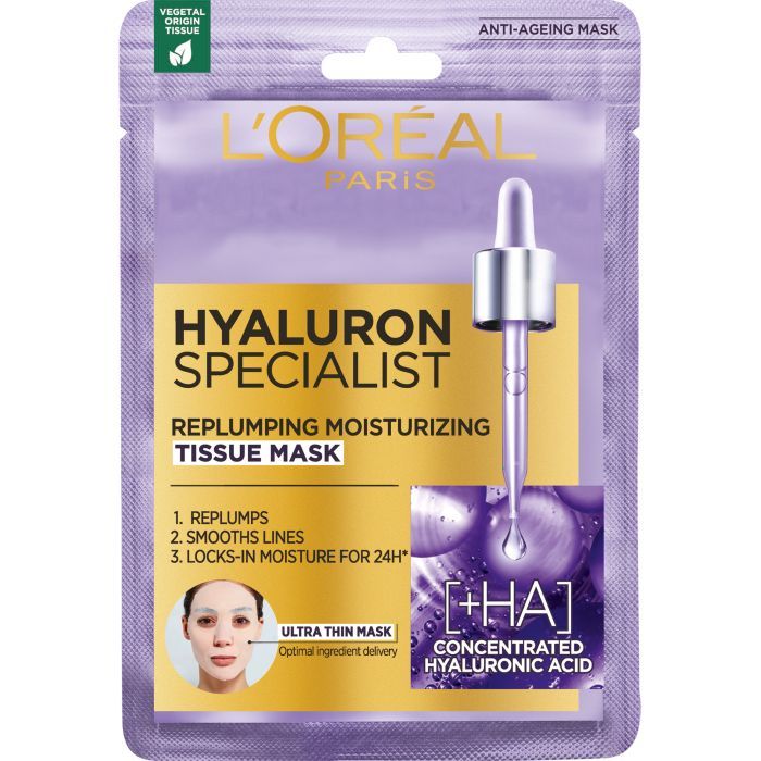Маска для лица L'Oreal Paris тканевая Гиалурон эксперт 30 г (3600523823079/3600524050986)