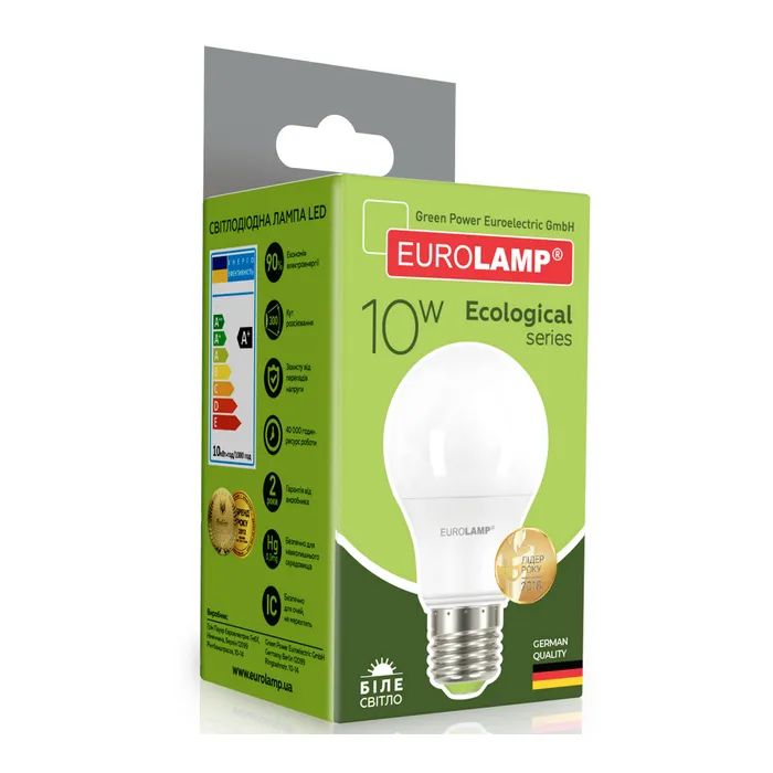 Лампочка Eurolamp LED А60 10W E27 4000K 220V (LED-A60-10274(P)) зображення 2