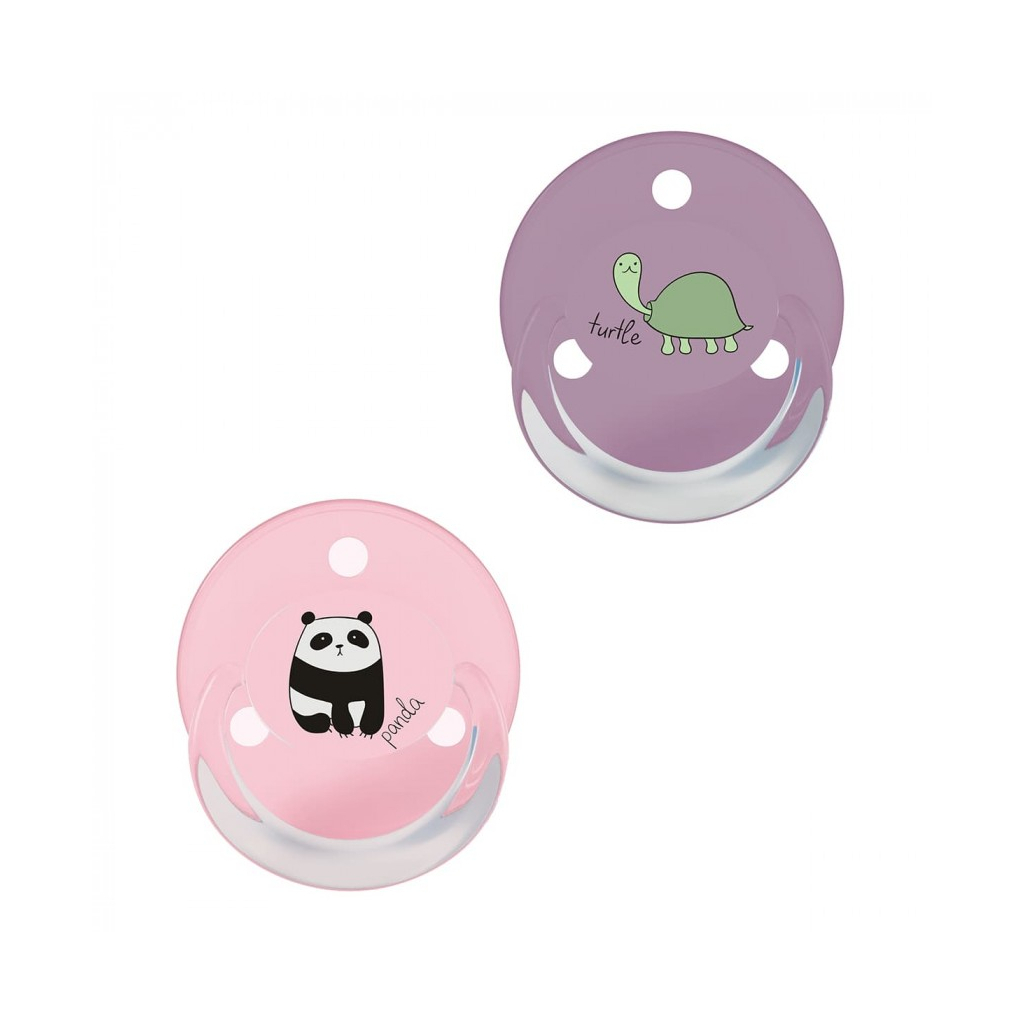 Пустушка Baby-Nova Turtle&Panda Uni 0-24 міс. рожева/бузкова, 2 шт. (3962097)