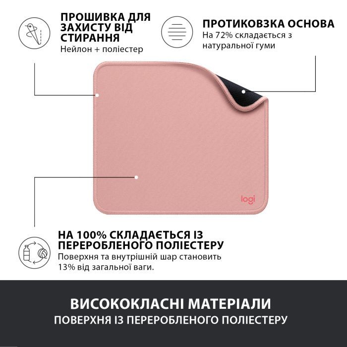 Килимок для мишки Logitech Mouse Pad Studio Series Graphite (956-000049) зображення 4