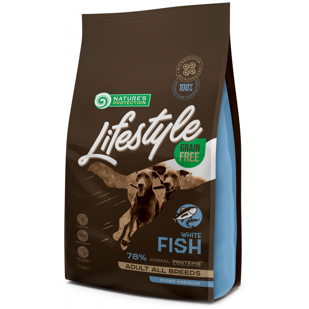 Сухой корм для собак Nature's Protection Lifestyle Grain Free White Fish Adult All Breeds 1.5 кг (NPLS45684)