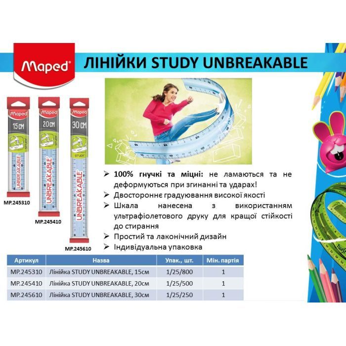 Лінійка Maped STUDY UNBREAKABLE, 15см (MP.245310) зображення 3