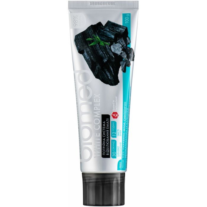Зубная паста BioMed White Complex антибактериальный отбеливающий Уголь 100 г (7640168930424) изображение 2