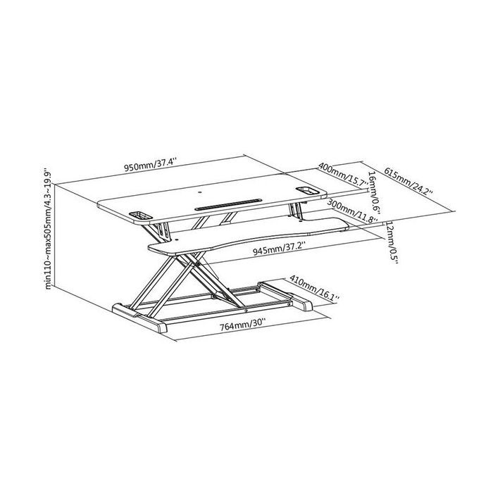 Столик для ноутбука Digitus Ergonomic Workspace Riser, 11-46cm, black (DA-90380-1) изображение 12