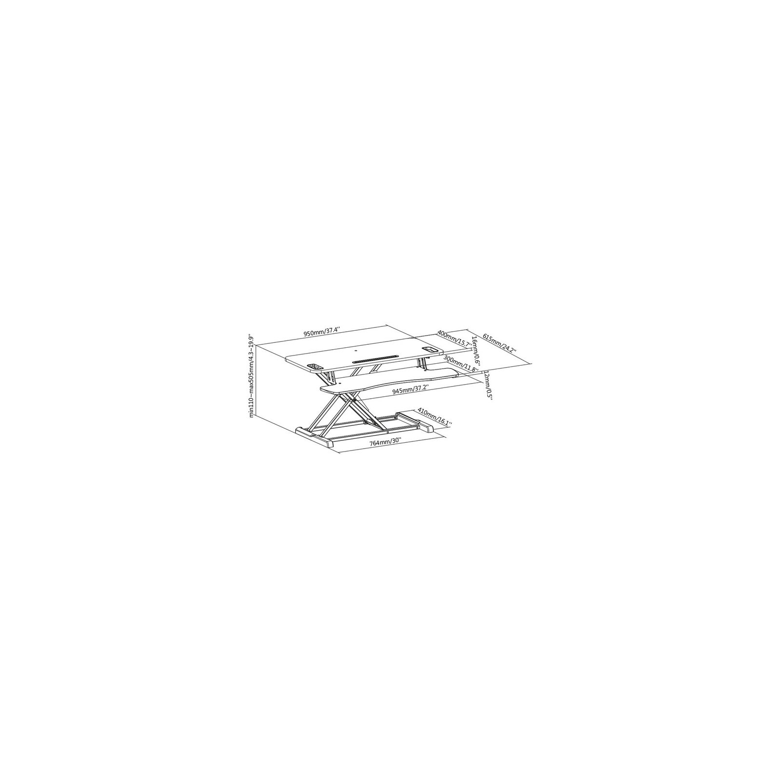Столик для ноутбука Digitus Ergonomic Workspace Riser, 11-46cm, black (DA-90380-1) зображення 12
