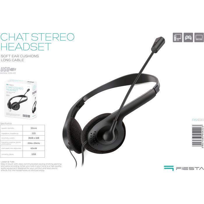 Наушники Fiesta Mic FIS1020 Stereo USB (FIS1020) изображение 9