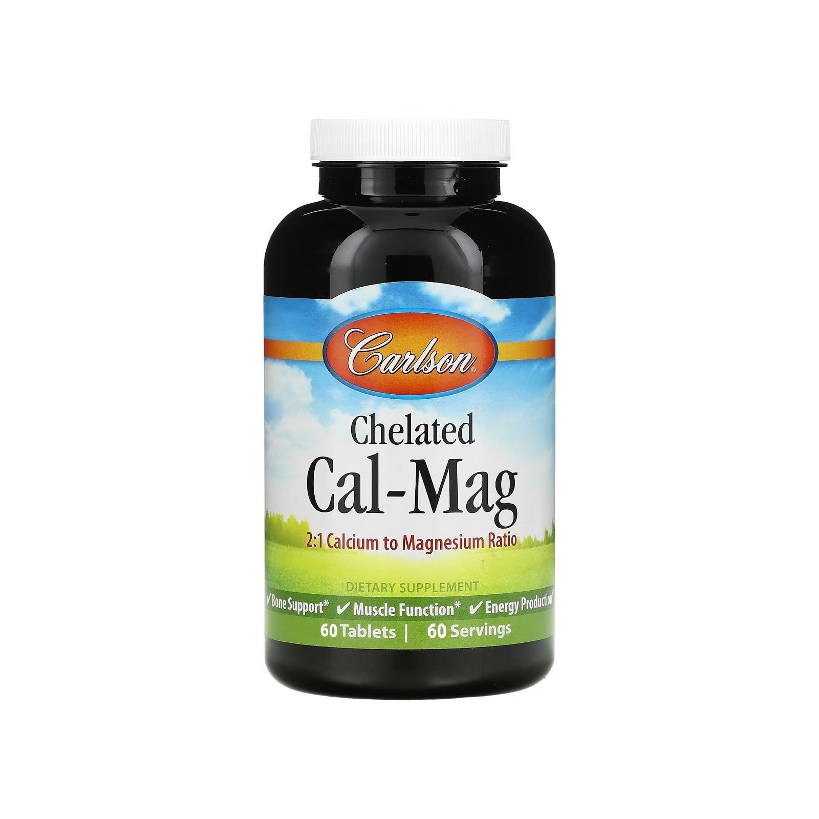 Мінерали Carlson Кальцій-Магній Хелатний, Chelated Cal-Mag, 60 таблеток (CL5470)