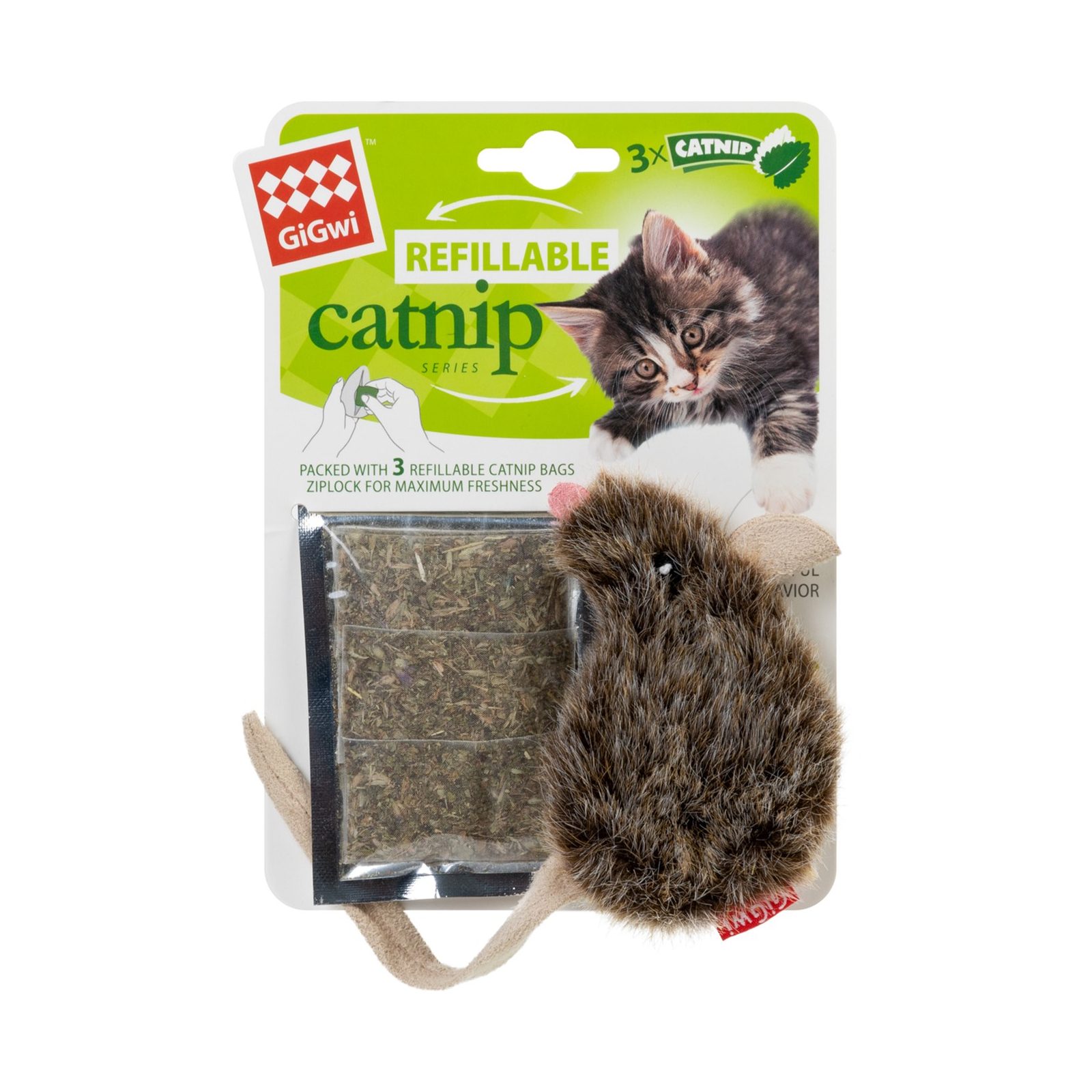 Іграшка для котів GiGwi Catnip Мишка з котячою м'ятою 10 см (штучне хутро) (75300) зображення 2