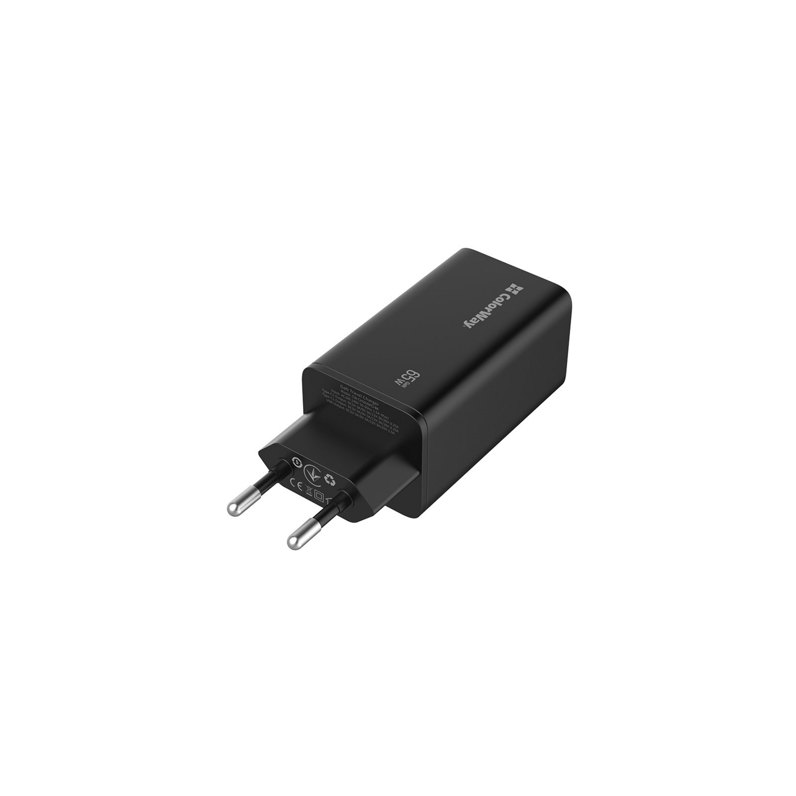 Зарядний пристрій ColorWay GaN3 Pro Power Delivery (USB-A + 2 USB TYPE-C) (65W) (CW-CHS039PD-BK) зображення 4