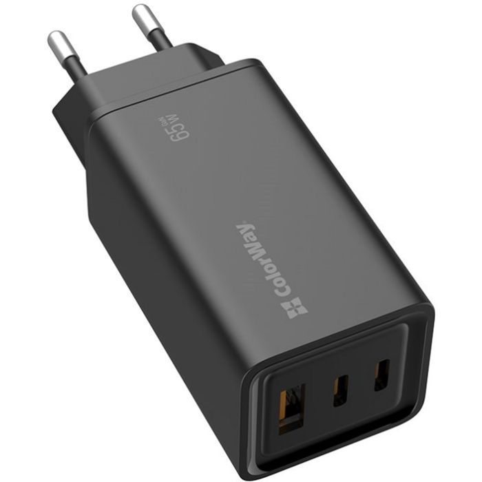 Зарядное устройство ColorWay GaN3 Pro Power Delivery (USB-A + 2 USB TYPE-C) (65W) (CW-CHS039PD-BK) изображение 5