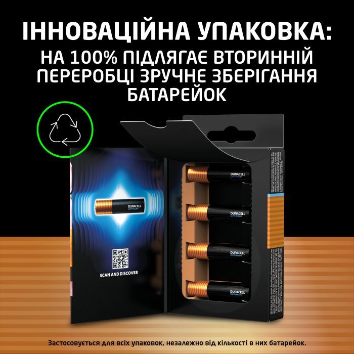 Батарейка Duracell Optimum AAA лужні 4 шт. в упаковці (5015596) изображение 5