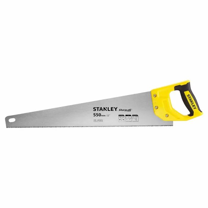 Ножовка Stanley SHARPCUT с закаленными зубьями, L=550мм, 7 tpi. (STHT20368-1)