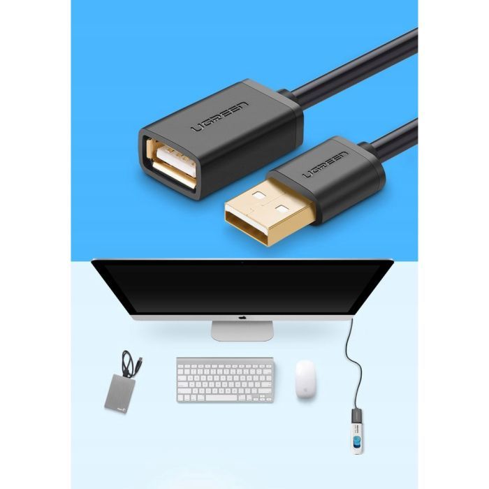 Дата кабель USB 2.0 AM/AF 2.0m US103 Black Ugreen (10316) зображення 2