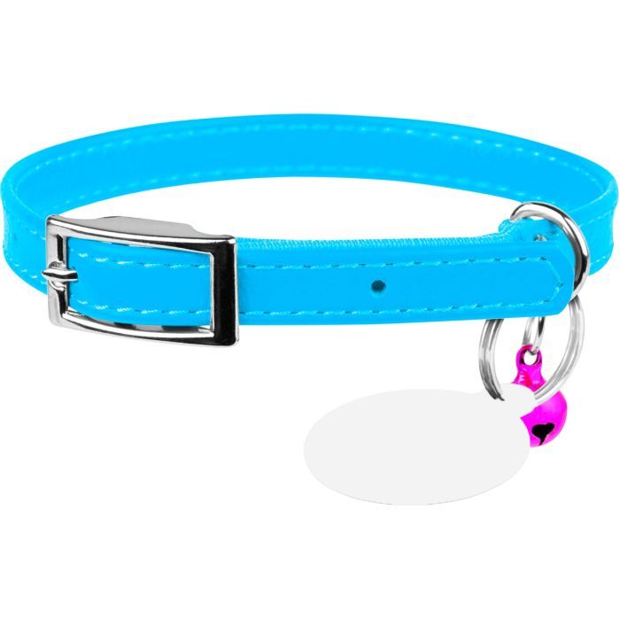 Ошейник для животных WAUDOG Glamour с QR паспортом Д 22-30 см голубой (32482)