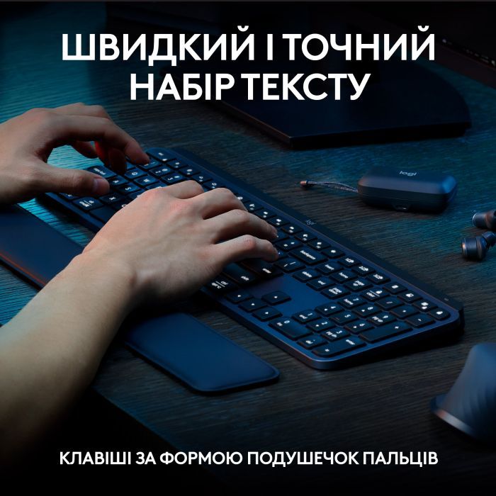 Комплект Logitech MX Keys S Plus Palmrest Wireless UA Graphite (920-011614) зображення 3
