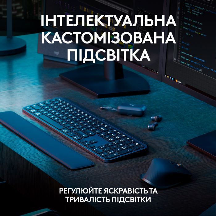 Комплект Logitech MX Keys S Plus Palmrest Wireless UA Graphite (920-011614) зображення 8