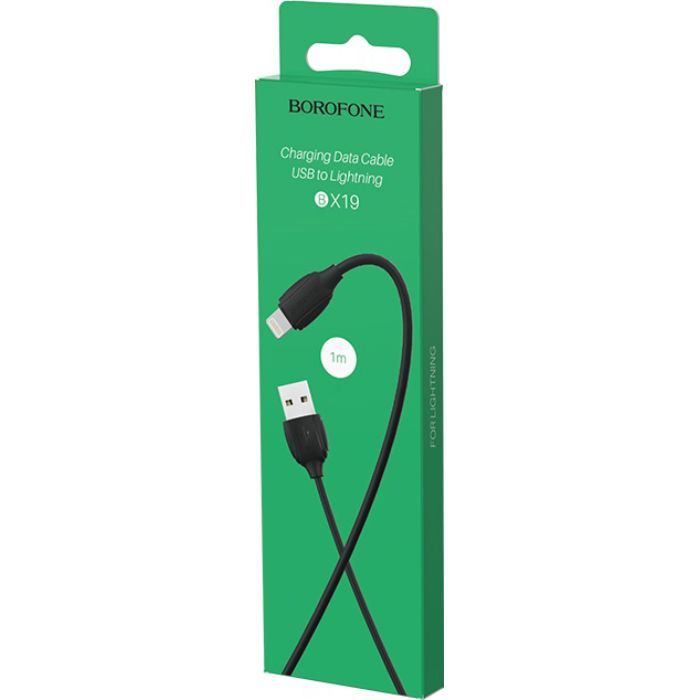 Дата кабель USB 2.0 AM to Lightning 1.0m BX19 Benefit 3A Black BOROFONE (BX19LB) изображение 3