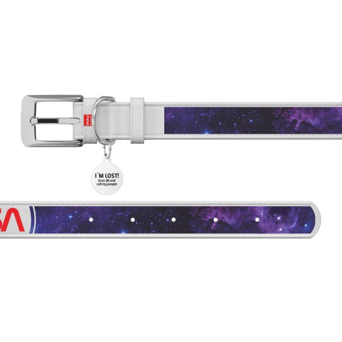 Нашийник для тварин WAUDOG Design з QR-паспортом "NASA21" Ш 15 мм Д 26-35 см білий (3603-0148-15) зображення 3