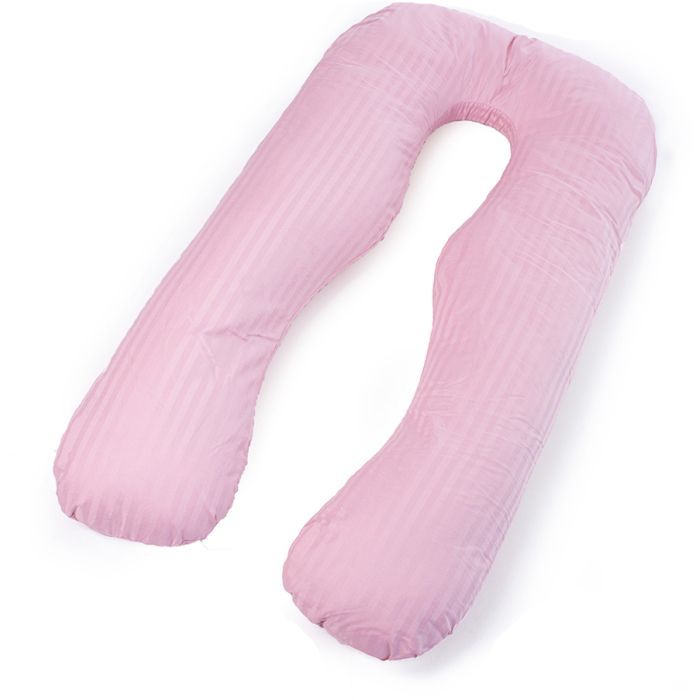 Подушка MirSon для вагітних і відпочинку Satin Stripe №8026 U-подібна Pink (2200006178644)