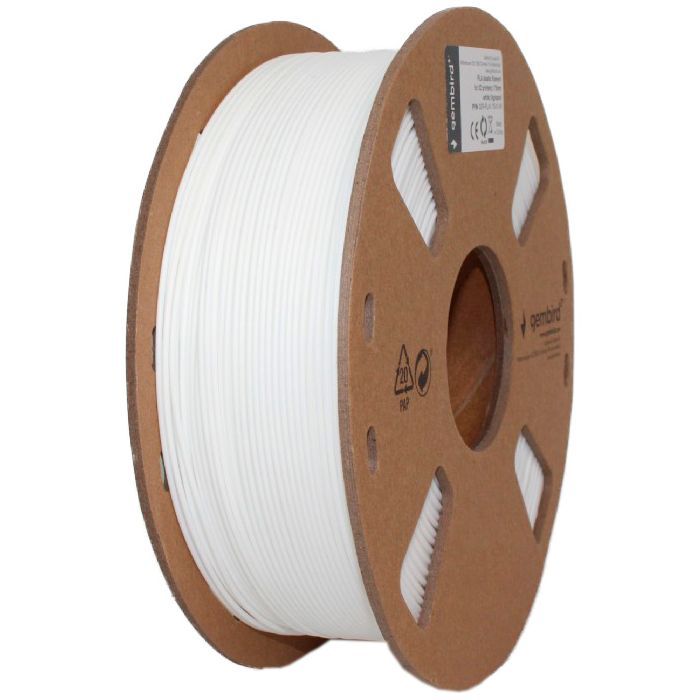 Пластик для 3D-принтера Gembird PLA, 1.75 мм, 1кг, white (3DP-PLA1.75-01-W)