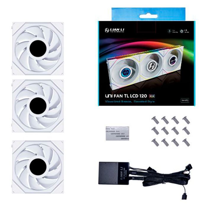 Кулер для корпуса Lian Li TLLCD 120-3, White Cooler (G99.12TLLCD3W.00) изображение 8