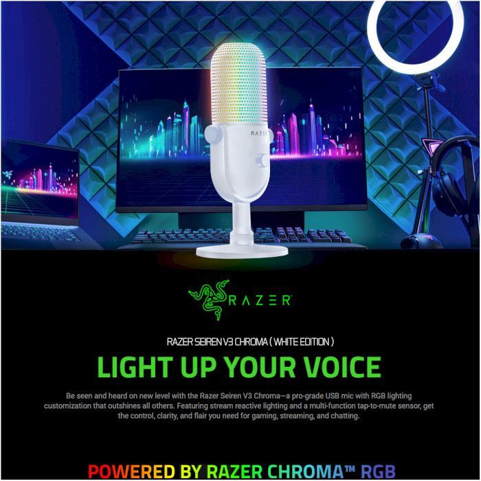 Микрофон Razer Seiren V3 Chroma Quartz (RZ19-05060300-R3M1) изображение 2