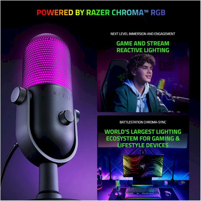 Микрофон Razer Seiren V3 Chroma Quartz (RZ19-05060300-R3M1) изображение 3