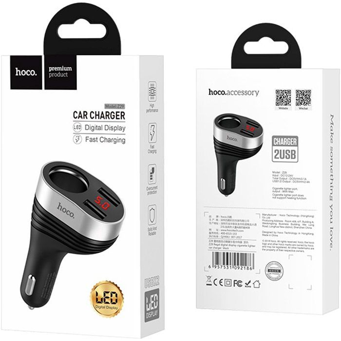 Зарядное устройство HOCO Z29 2xUSB Black (6957531092186) изображение 5