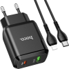 Зарядное устройство HOCO N5 Favor dual port PD20W+QC3.0 (cable C to iP) Black (6931474738912) изображение 2