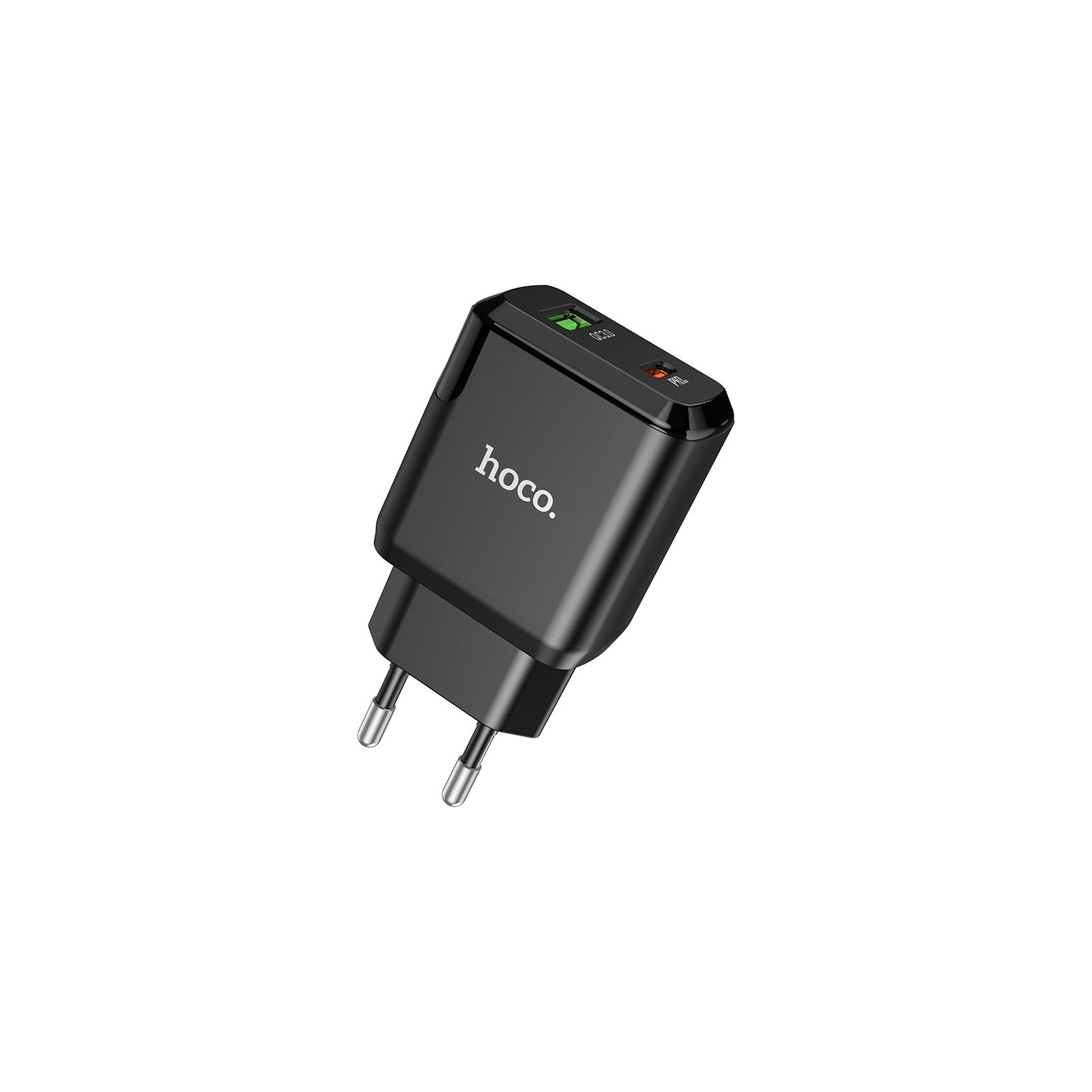 Зарядний пристрій HOCO N5 Favor dual port PD20W+QC3.0 (cable C to iP) Black (6931474738912) зображення 4