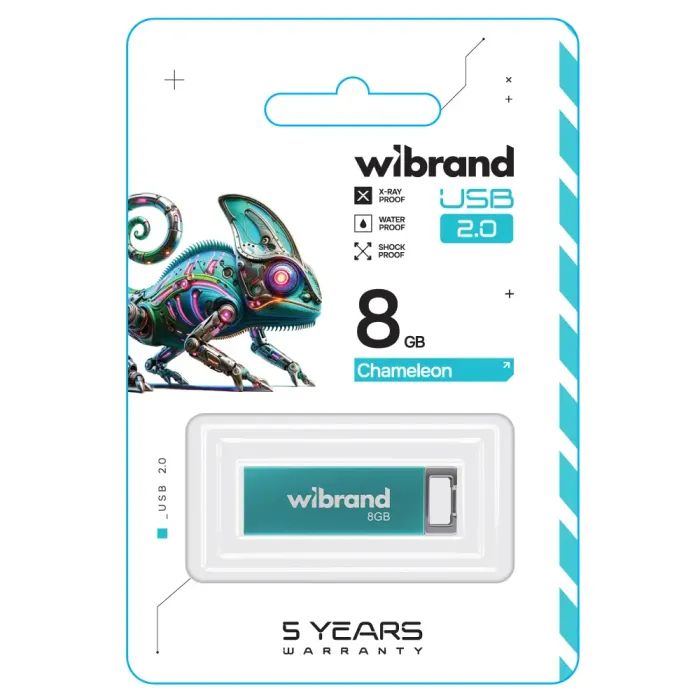 USB флеш накопичувач Wibrand 8GB Chameleon Black USB 2.0 (WI2.0/CH8U6B) зображення 2
